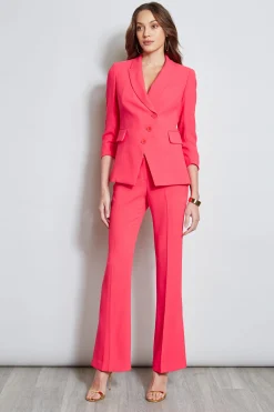 Elie Tahari 3 Button Ruched Sleeve Blazer- Jackets & Blazers