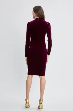 Elie Tahari Asymmetric Ruched Velvet Dress- Dresses & Jumpsuits|Suiting