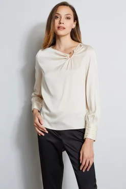 Elie Tahari Asymmetric Silk Pearl Shirt- Tops & Sweaters