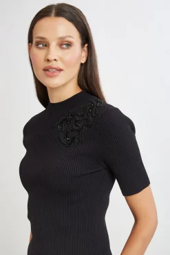 Elie Tahari Beaded Rib Sweater- Tops & Sweaters|Suiting