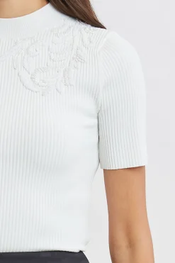 Elie Tahari Beaded Rib Sweater- Tops & Sweaters|Suiting