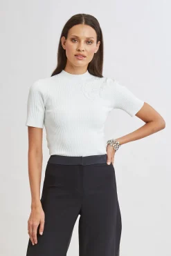 Elie Tahari Beaded Rib Sweater- Tops & Sweaters|Suiting