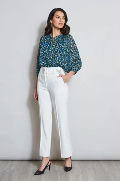 Elie Tahari Belted Crepe Pant- Bottoms
