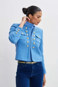 Elie Tahari Boucle Button Jacket- Jackets & Blazers