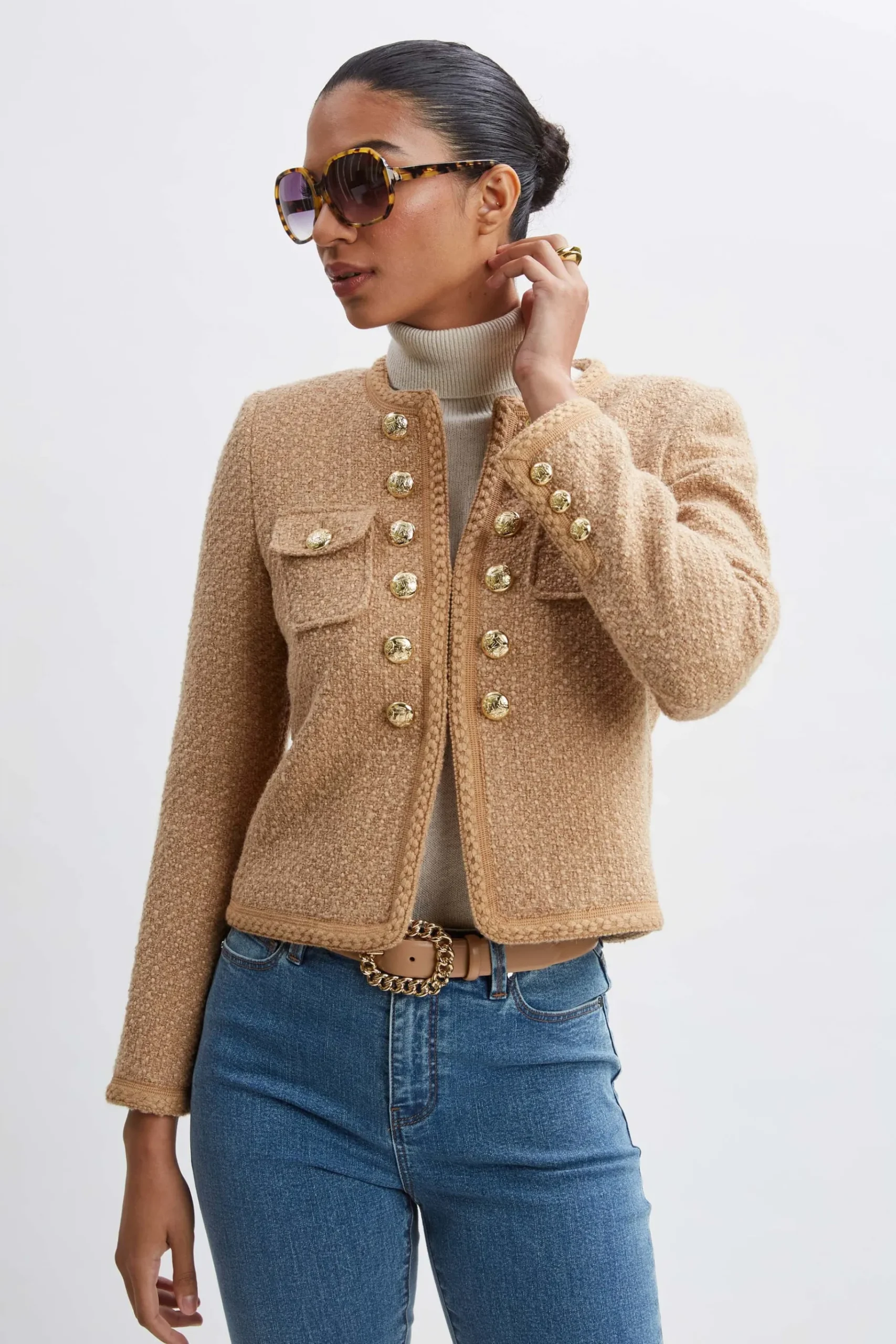 Elie Tahari Boucle Button Jacket- Jackets & Blazers