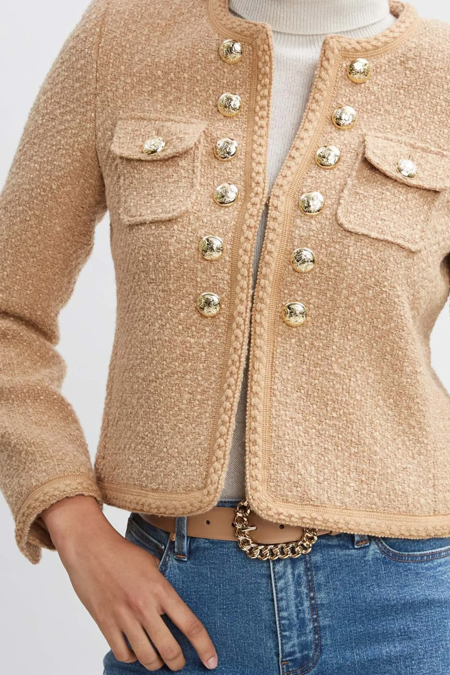 Elie Tahari Boucle Button Jacket- Jackets & Blazers
