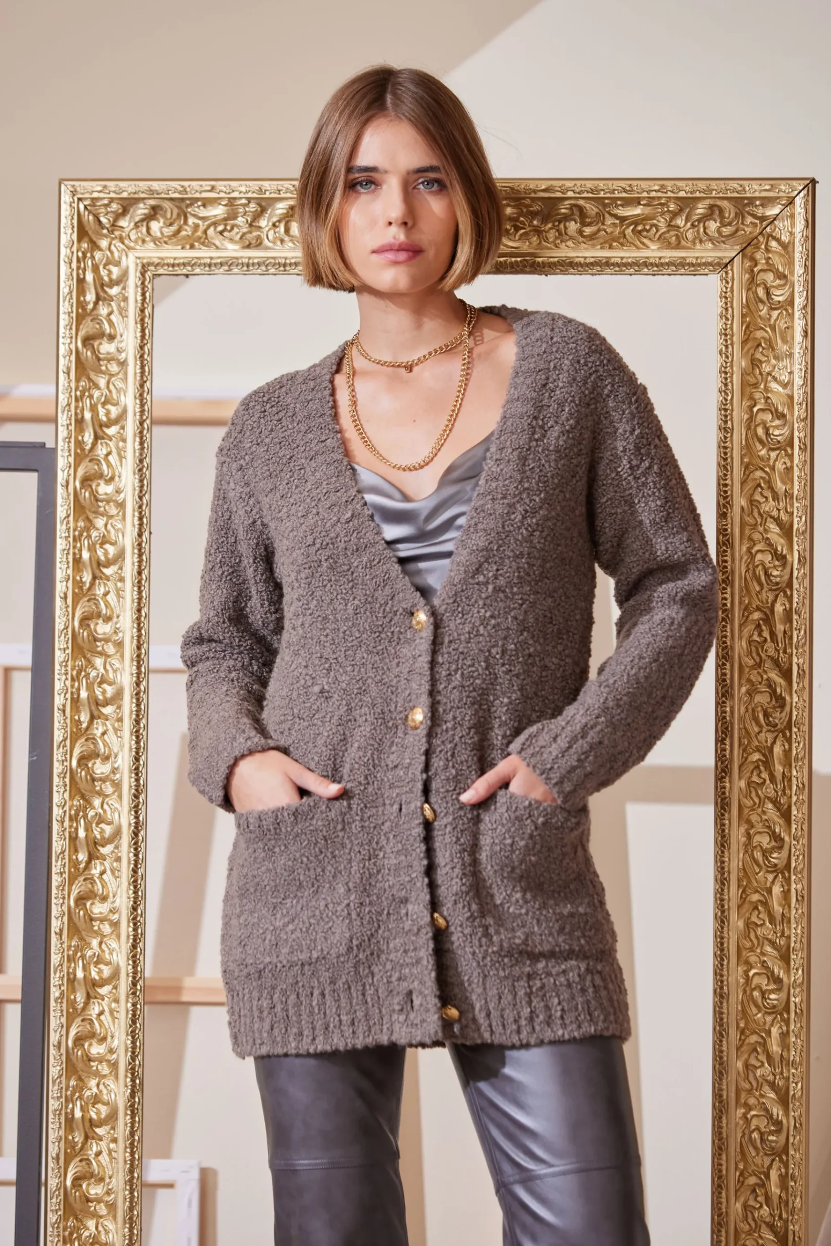 Elie Tahari Boucle Merino Cardigan- Tops & Sweaters