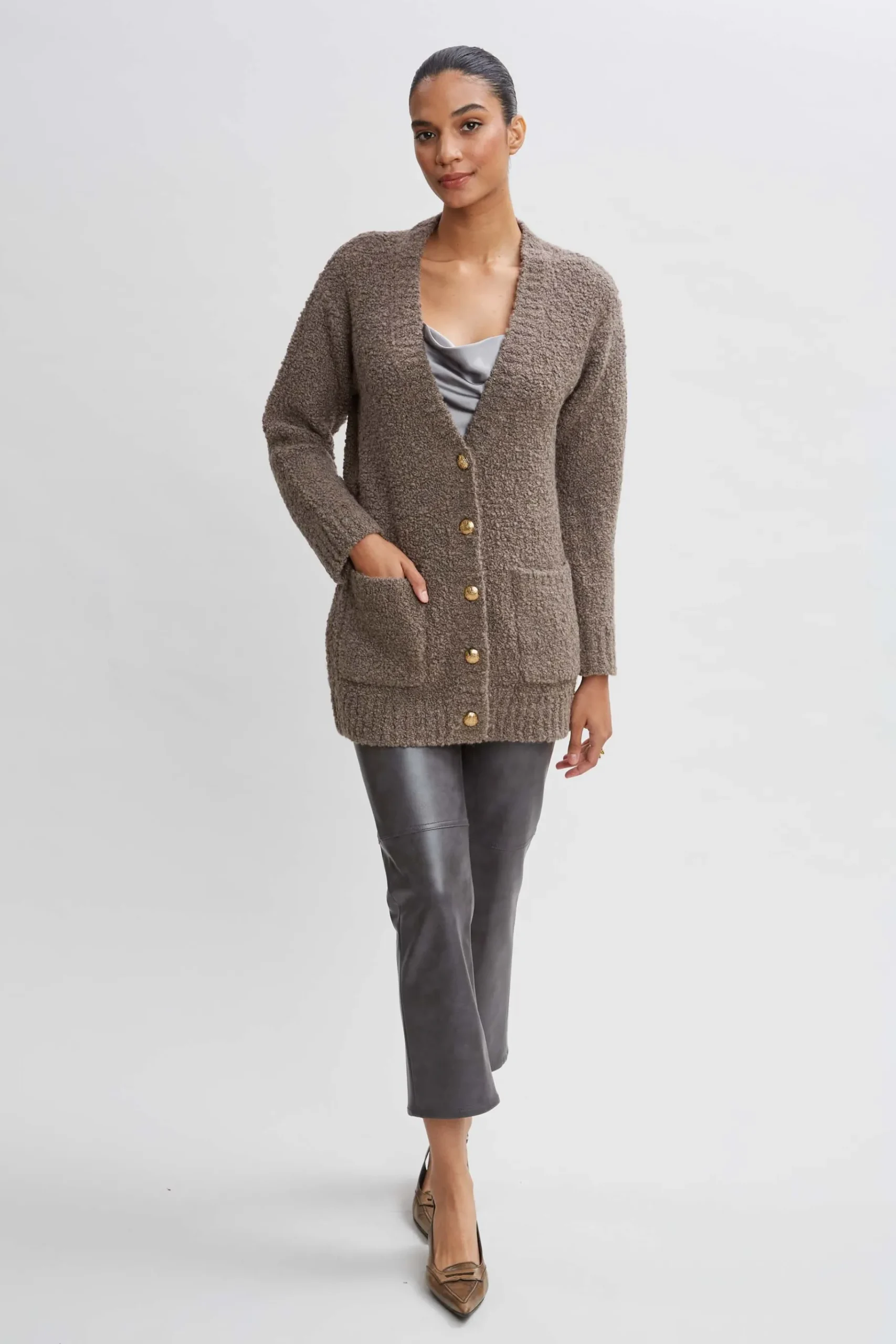 Elie Tahari Boucle Merino Cardigan- Tops & Sweaters