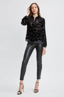 Elie Tahari Burnout Silk Velvet Burnout Shirt- Tops & Sweaters
