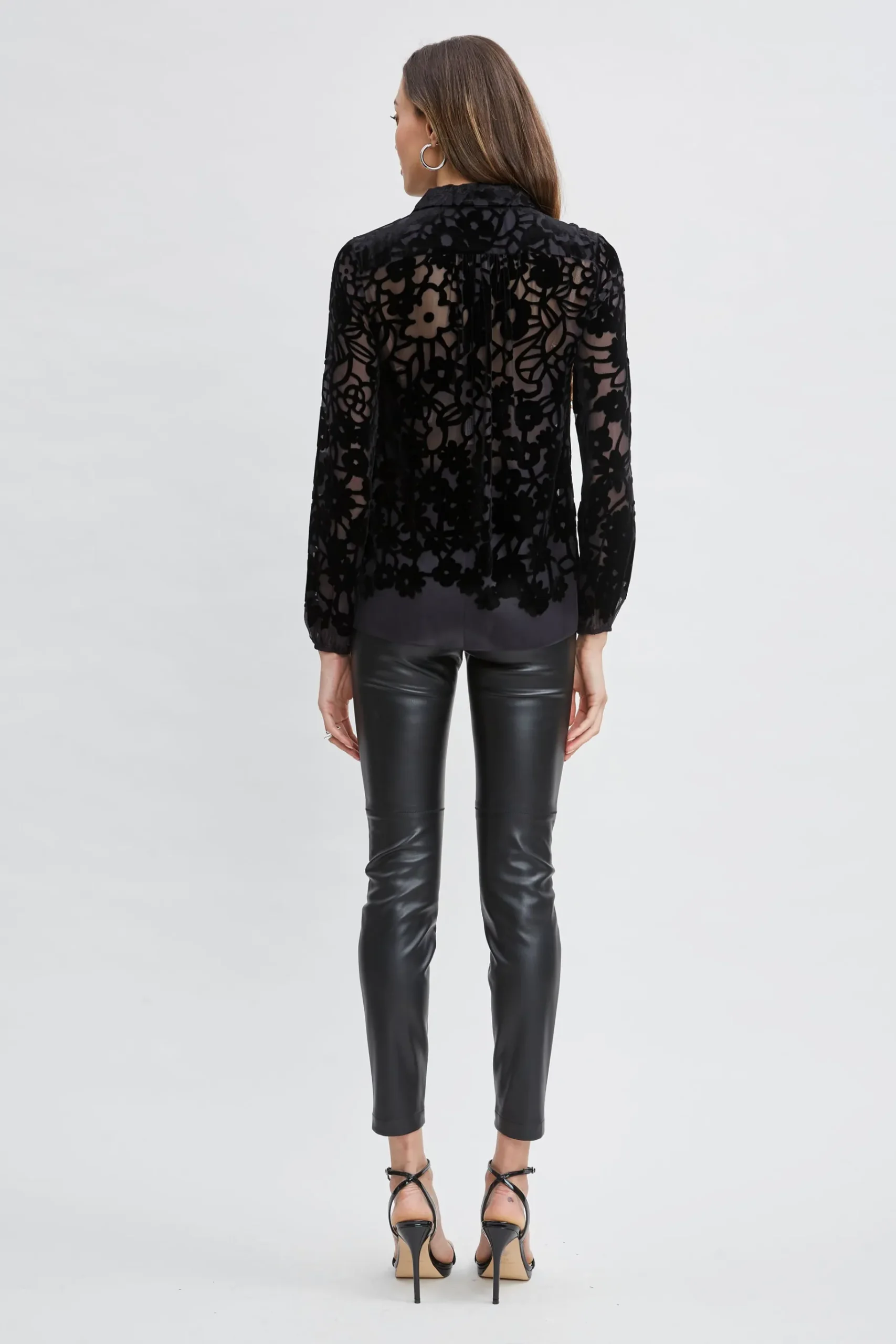 Elie Tahari Burnout Silk Velvet Burnout Shirt- Tops & Sweaters