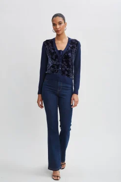 Elie Tahari Burnout Velvet Cardigan- Tops & Sweaters
