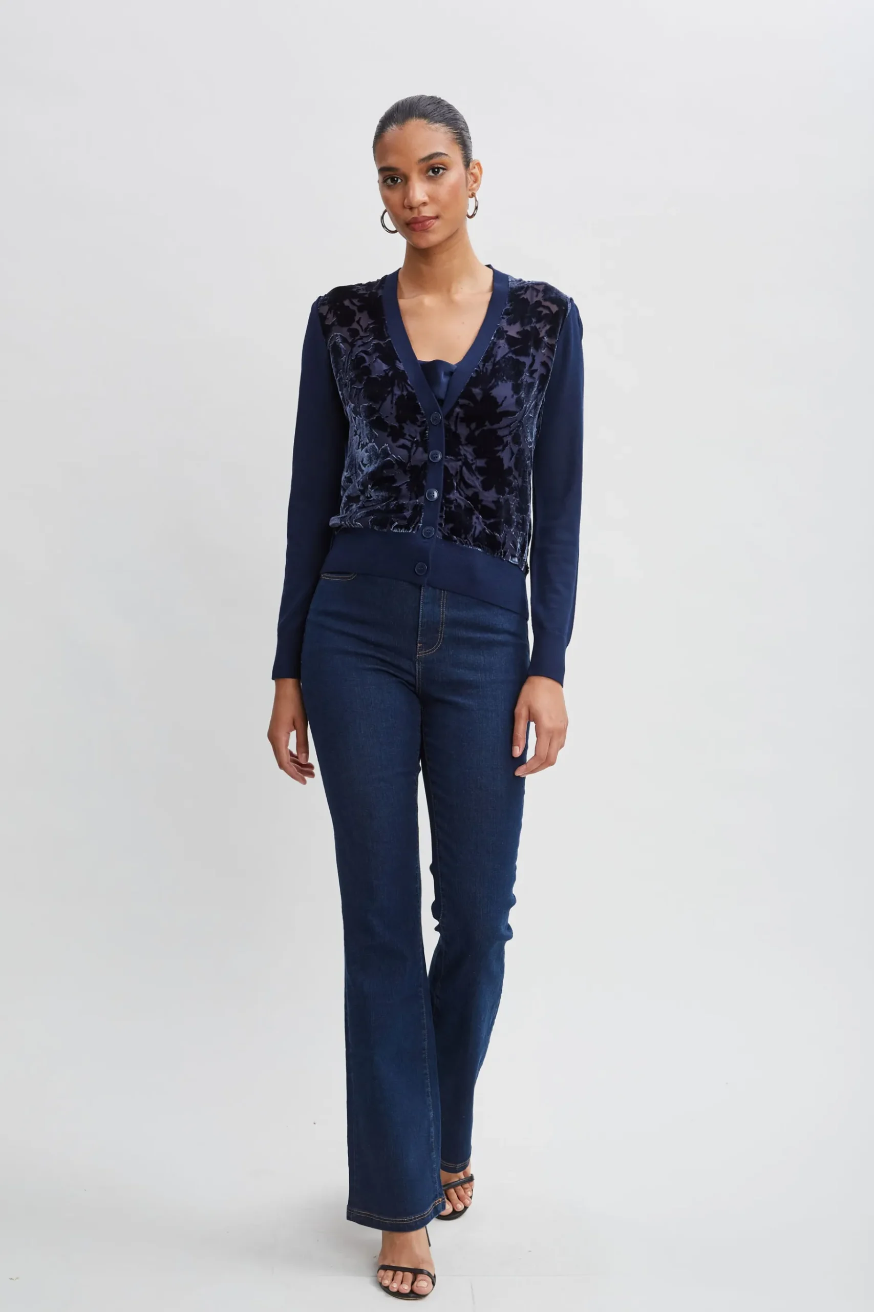 Elie Tahari Burnout Velvet Cardigan- Tops & Sweaters