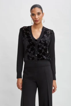 Elie Tahari Burnout Velvet Cardigan- Tops & Sweaters