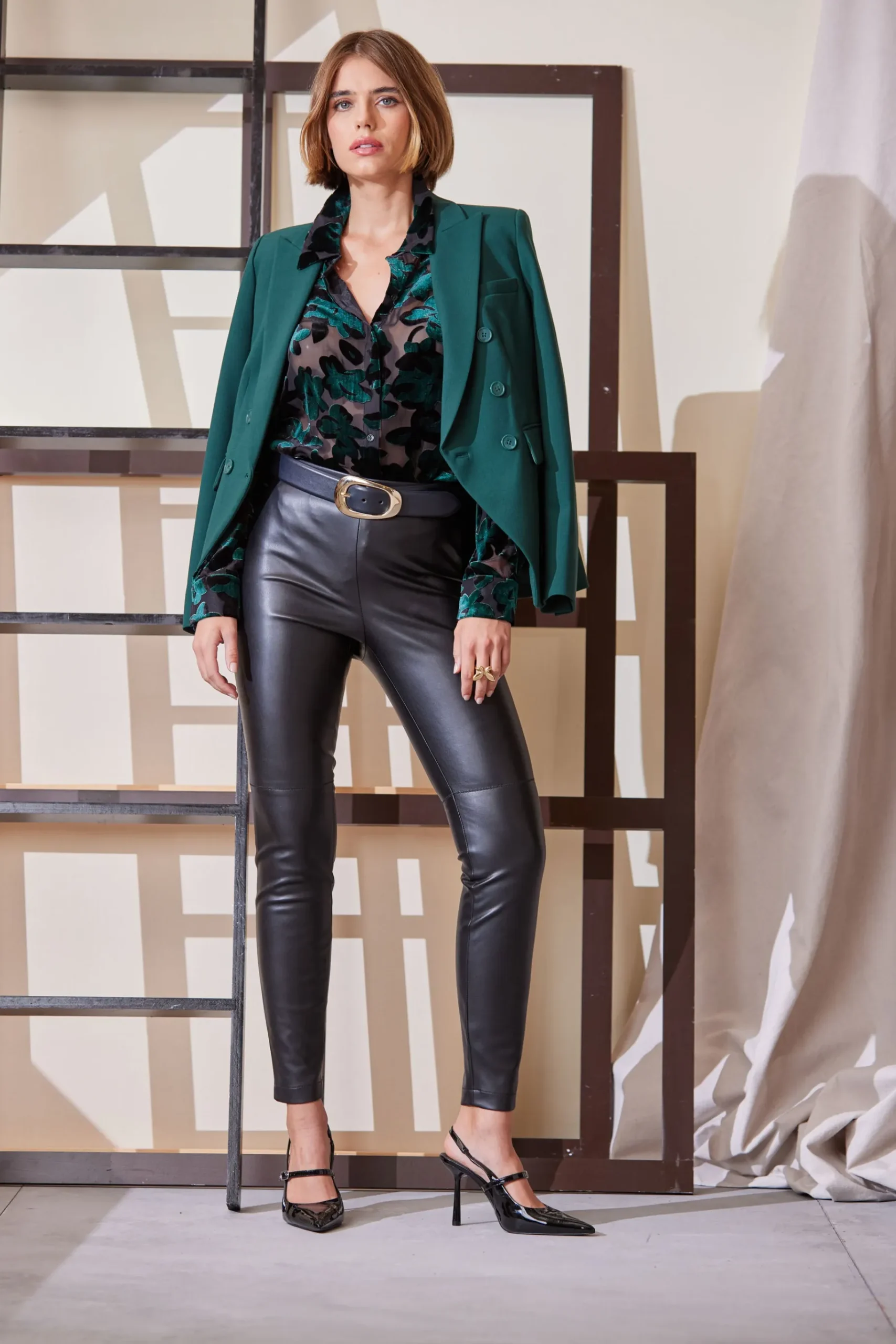 Elie Tahari Burnout Velvet Shirt- Tops & Sweaters