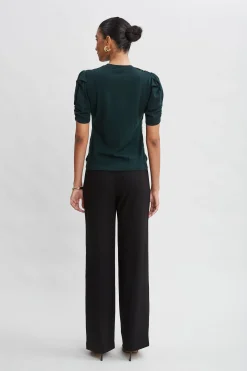 Elie Tahari Burnout Velvet Short Sleeve Sweater- Tops & Sweaters