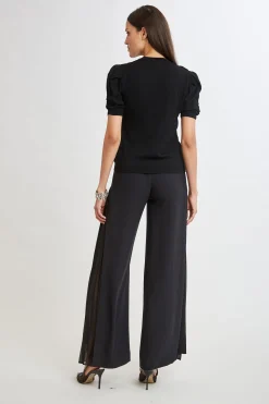 Elie Tahari Burnout Velvet Short Sleeve Sweater- Tops & Sweaters