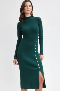 Elie Tahari Button Sweater Dress- Dresses & Jumpsuits|Long Sleeve Dresses