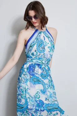 Elie Tahari Calypso Halter Dress- Midi Dresses|Dresses & Jumpsuits