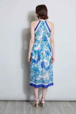 Elie Tahari Calypso Halter Dress- Midi Dresses|Dresses & Jumpsuits