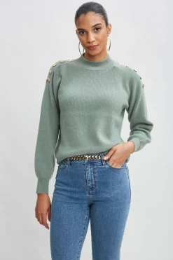 Elie Tahari Cashmere Button Sweater- Tops & Sweaters