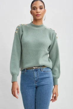 Elie Tahari Cashmere Button Sweater- Tops & Sweaters