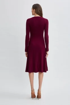 Elie Tahari Cashmere Fit & Flare Dress- Dresses & Jumpsuits|Long Sleeve Dresses
