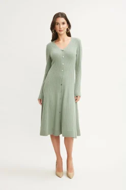 Elie Tahari Cashmere Fit & Flare Dress- Dresses & Jumpsuits|Long Sleeve Dresses