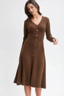 Elie Tahari Cashmere Fit & Flare Dress- Dresses & Jumpsuits|Long Sleeve Dresses