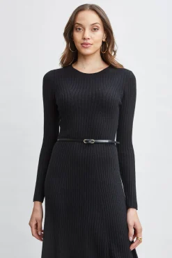 Elie Tahari Cashmere Long Sleeve Belted Dress- Dresses & Jumpsuits