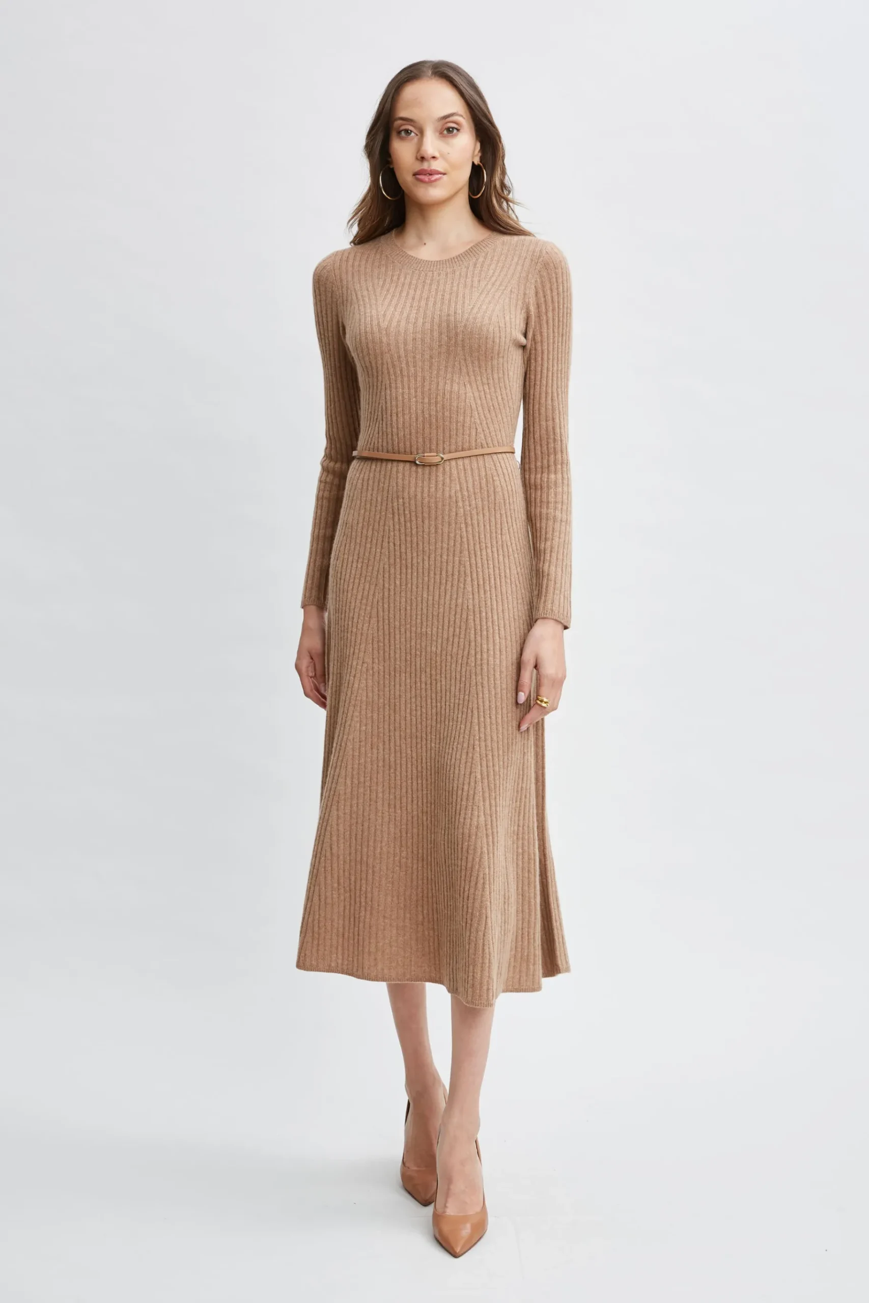 Elie Tahari Cashmere Long Sleeve Belted Dress- Dresses & Jumpsuits