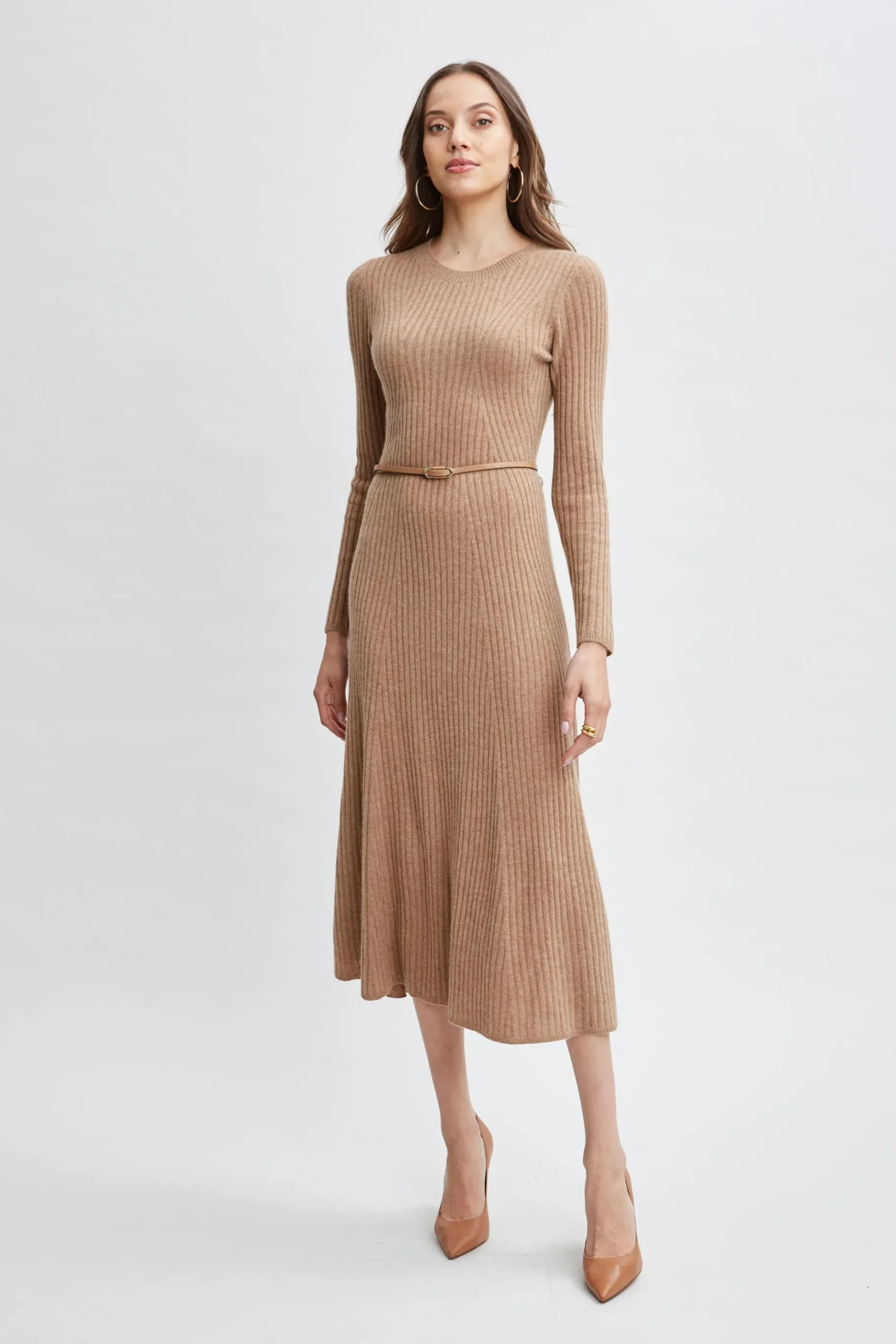 Elie Tahari Cashmere Long Sleeve Belted Dress- Dresses & Jumpsuits