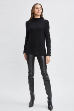 Elie Tahari Cashmere Whipstitch Sweater- Tops & Sweaters