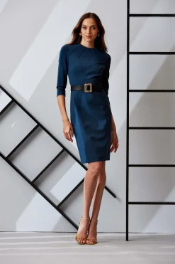 Elie Tahari Chain Belt Dart Dress- Dresses & Jumpsuits|Long Sleeve Dresses