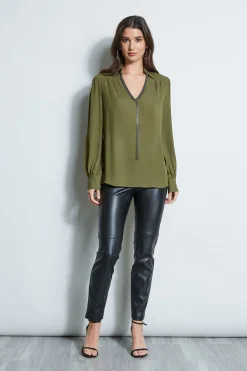 Elie Tahari Chain Collar Shirt- Tops & Sweaters
