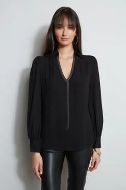 Elie Tahari Chain Collar Shirt- Tops & Sweaters
