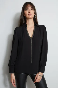 Elie Tahari Chain Collar Shirt- Tops & Sweaters
