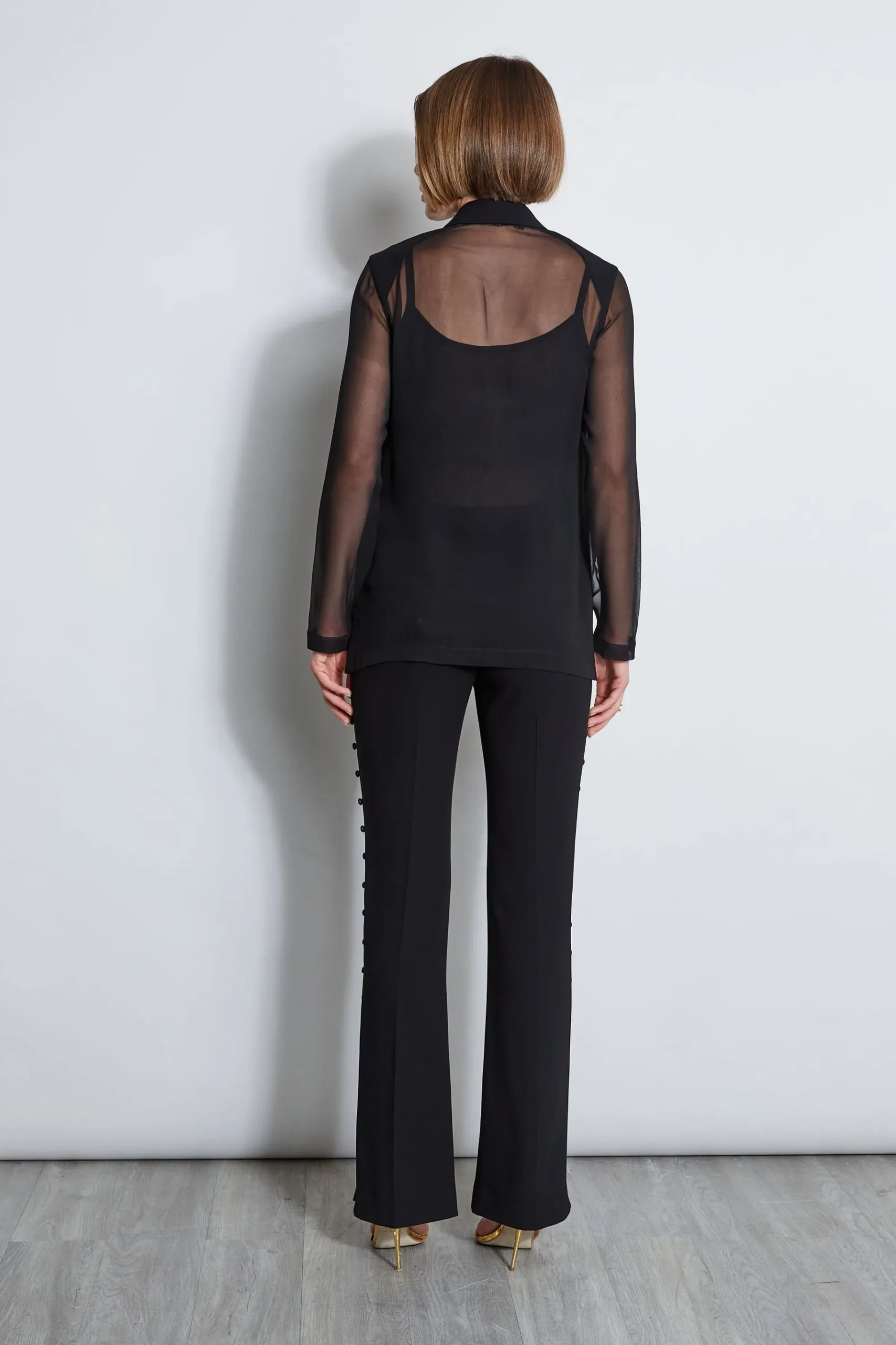 Elie Tahari Chiffon Combo Crepe Blazer- Jackets & Blazers|Suiting