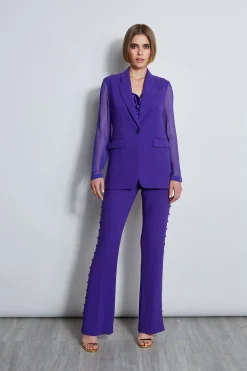 Elie Tahari Chiffon Combo Crepe Blazer- Jackets & Blazers|Suiting