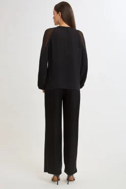 Elie Tahari Chiffon Combo Georgette Shirt- Tops & Sweaters