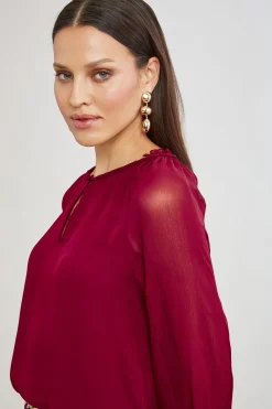 Elie Tahari Chiffon Combo Georgette Shirt- Tops & Sweaters