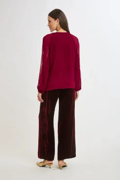 Elie Tahari Chiffon Combo Georgette Shirt- Tops & Sweaters