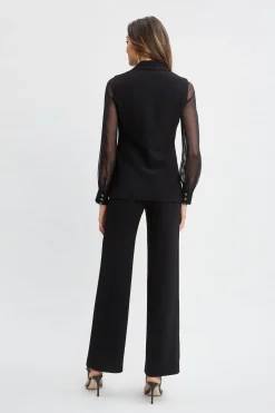 Elie Tahari Chiffon Sleeve Jewel Button Blazer- Suiting|Jackets & Blazers
