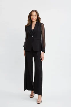 Elie Tahari Chiffon Sleeve Jewel Button Blazer- Suiting|Jackets & Blazers