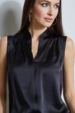 Elie Tahari Contour Silk Satin Shirt- Tops & Sweaters