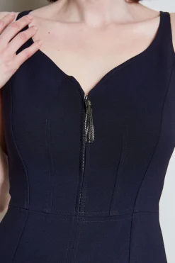 Elie Tahari Contour Zip Dress- Dresses & Jumpsuits|Midi Dresses