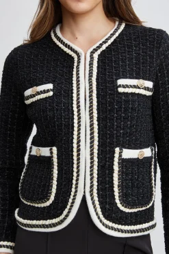 Elie Tahari Contrast Cardigan Sweater- Tops & Sweaters|Suiting