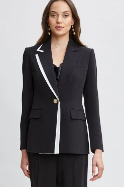 Elie Tahari Contrast Trim Blazer- Jackets & Blazers|Suiting