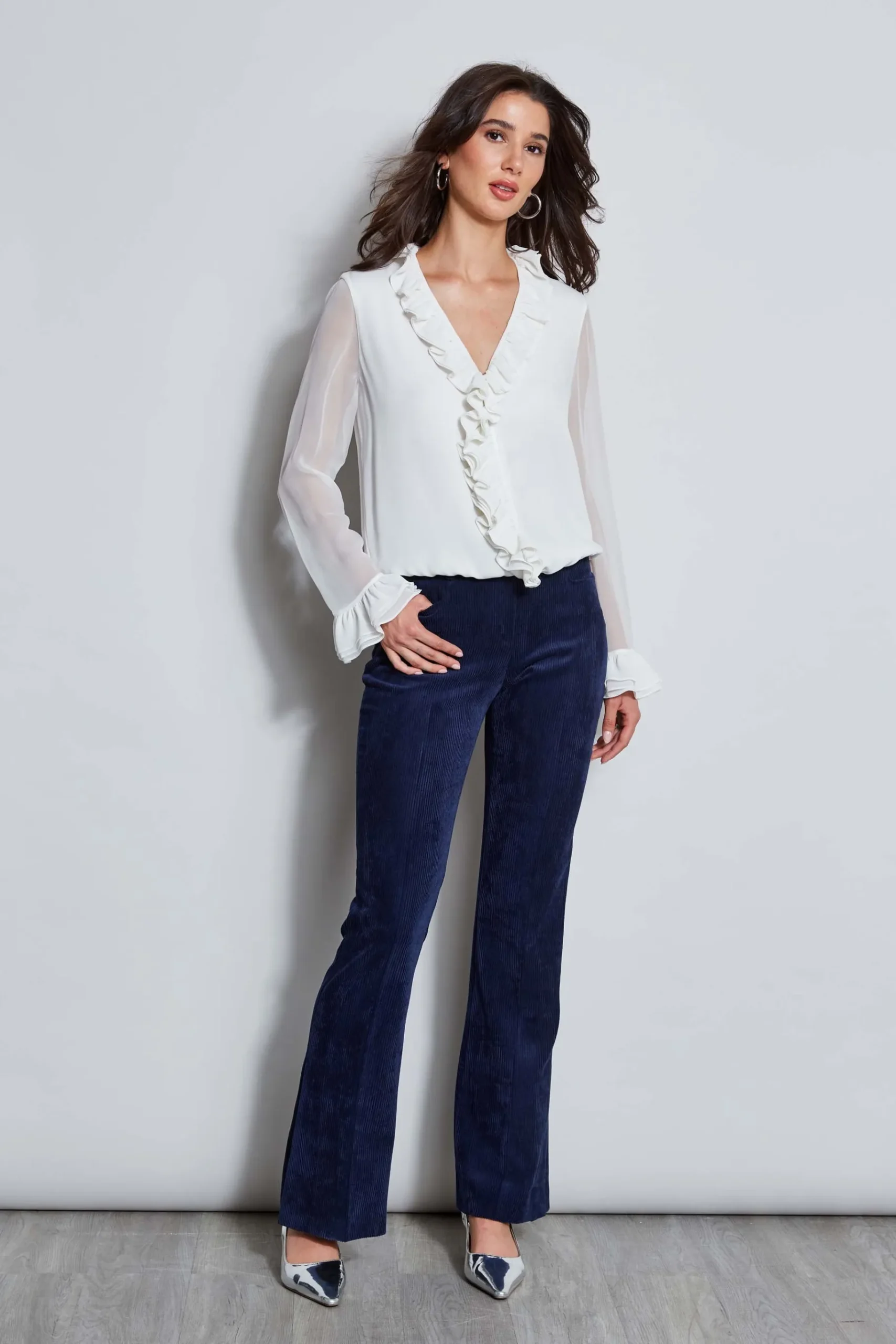 Elie Tahari Corduroy Fit & Flare Pant- Bottoms|Suiting