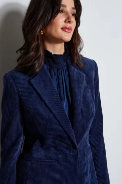 Elie Tahari Corduroy Single Button Blazer- Jackets & Blazers|Suiting