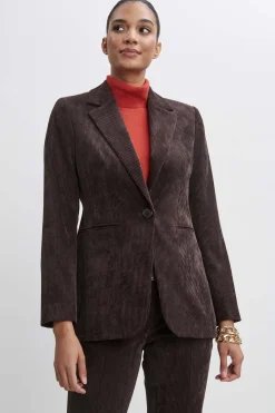 Elie Tahari Corduroy Single Button Blazer- Jackets & Blazers|Suiting